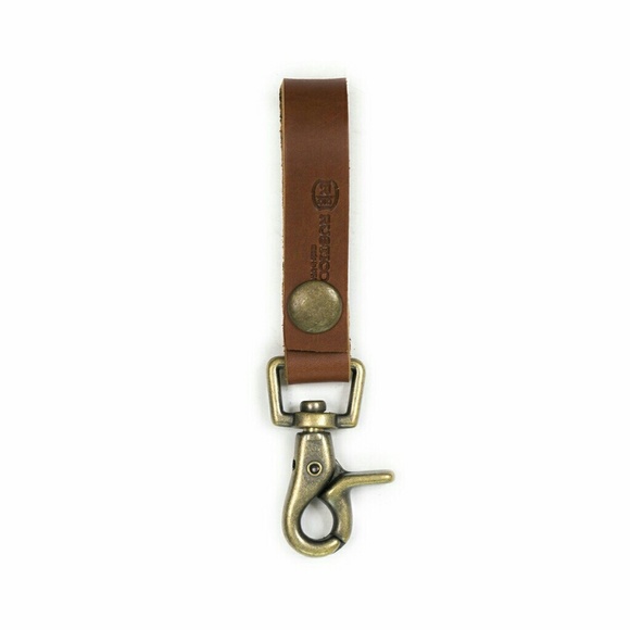 Rustico Super Loop Keychain Genuine Brown Leather Brass Clip Handmade 5" Luggage - Picture 2 of 8